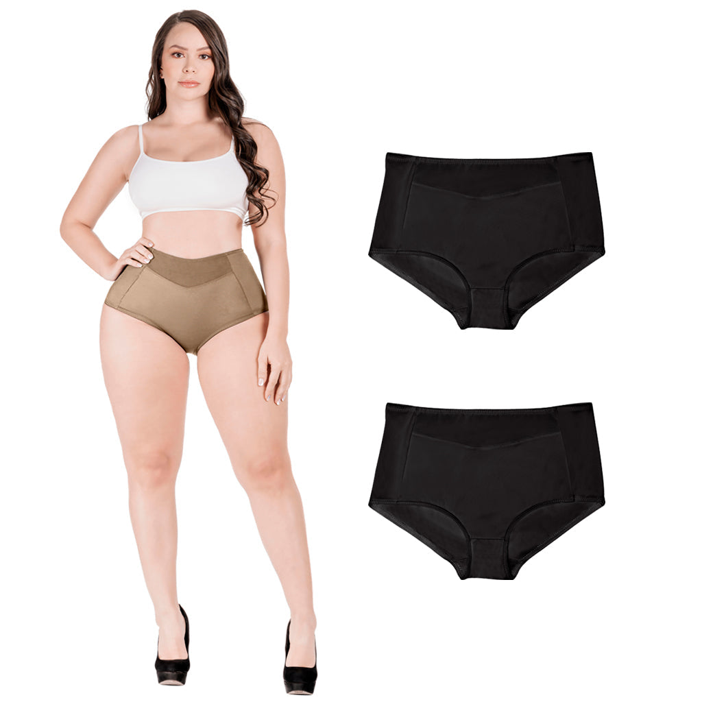 Paquete de 2 Panties de Uso Diario Para Vestido de Noche Con Control de Abdomen de Talle Alto Sonryse SP645NC